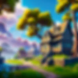 A vibrant Fortnite landscape showcasing the game's graphics and design