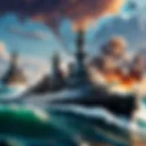 A majestic sea battleship navigating through turbulent waves in Fortnite