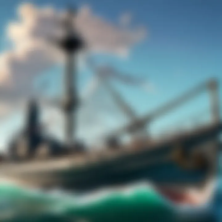 Close-up of unique features on a Fortnite sea battleship