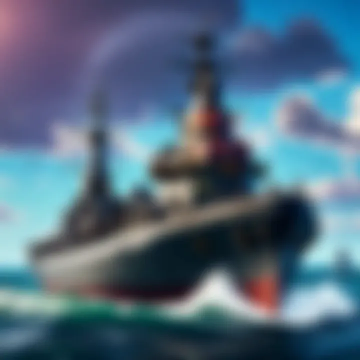 Strategic map showcasing sea battleships' deployment in Fortnite gameplay