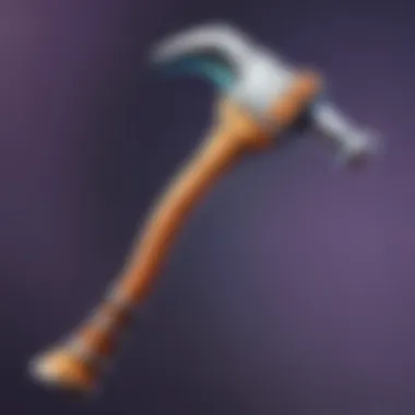 Close-up of a rare Fortnite pickaxe emphasizing its unique attributes