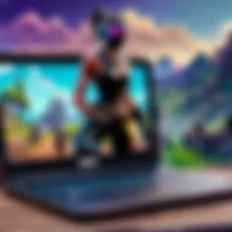 Laptop displaying gaming performance metrics