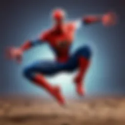 Artistically crafted Spiderman hand toy in action