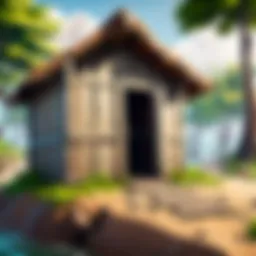 Crafting shelter using natural materials on remote island