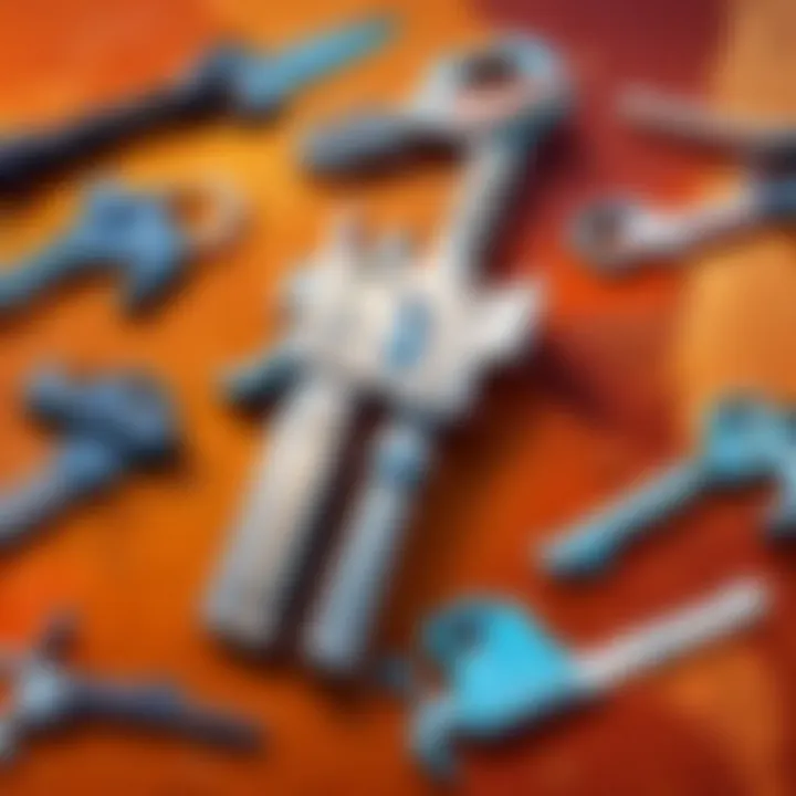 Digital keys and V-Bucks intertwined illustration