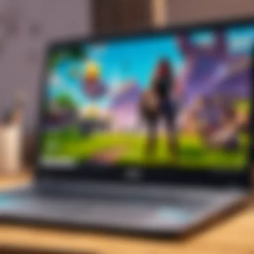 Acer laptop displaying Fortnite on screen