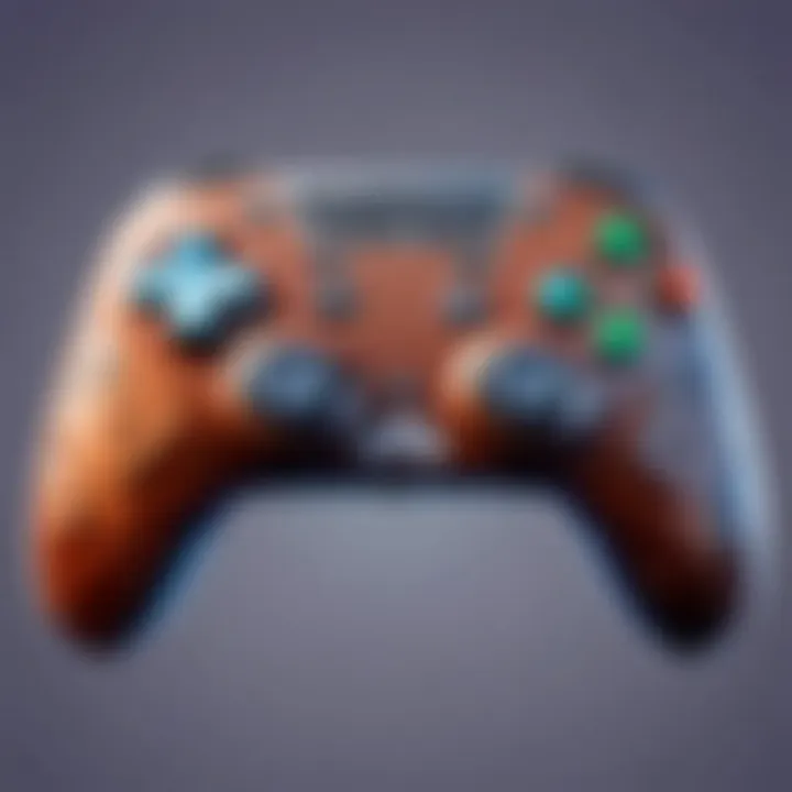 Virtual game controller on colorful background