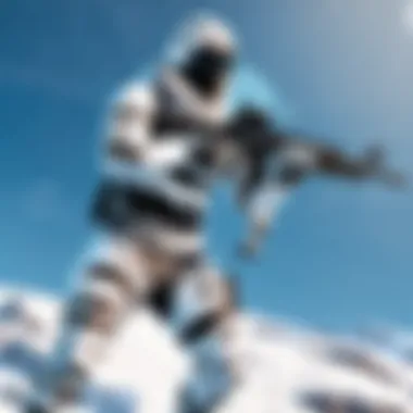 Character equipped with the Arctic Camo Wrap in a snowy environment.