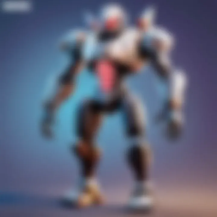 Close-up of a customizable battle bot with unique features.