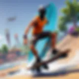 Dynamic driftboarding action in Fortnite