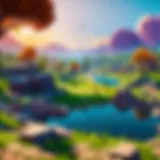 A vibrant landscape from Fortnite Lite showcasing its distinct art style