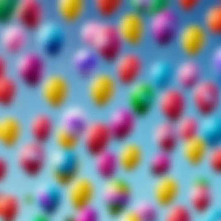 A detailed view of different types of party balloons available in Fortnite