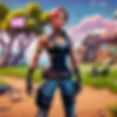 Fortnite character in futuristic armor navigating through a virtual landscape