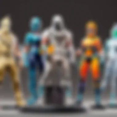 A collection of Jazwares Fortnite Legendary Series figures displayed creatively