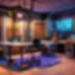 An intricate science lab setup with various experiments and puzzles.