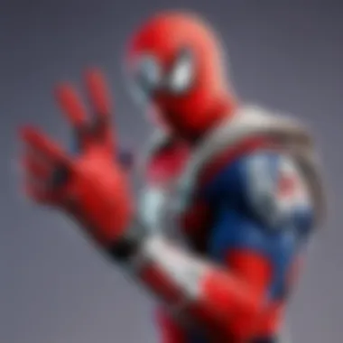 Illustration of player experience using Spiderman gloves in a virtual environment