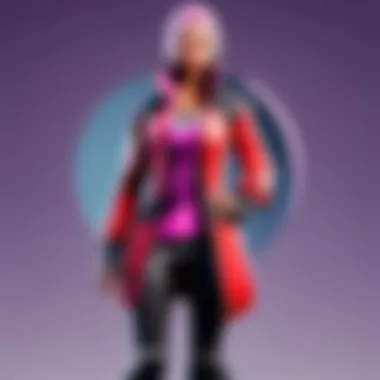 Close-up of a unique Fortnite outfit inspired by contemporary fashion trends