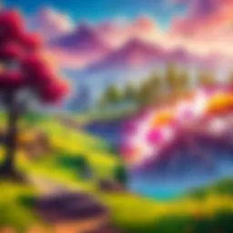 A vibrant Fortnite backdrop showcasing a unique landscape.