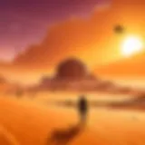 A vibrant and dynamic scene from the Sandstorm Trailer showcasing Fortnite's desert landscape.