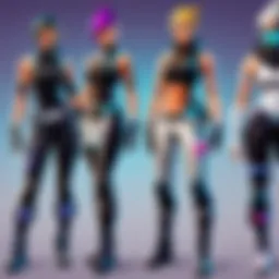 A vibrant display of various ultra outfits in Fortnite showcasing creativity and style.