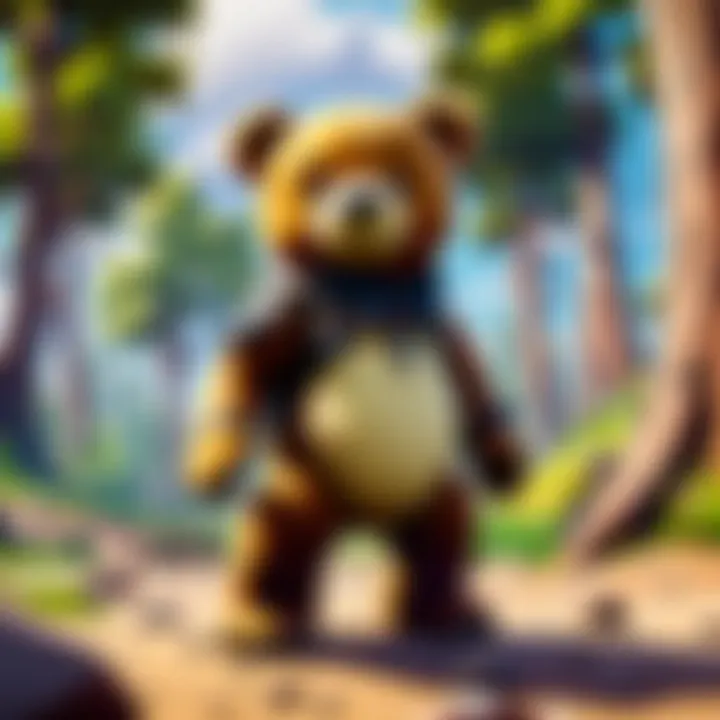 A scenic view of a Fortnite landscape with hidden teddy bears