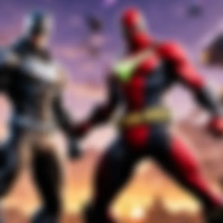 Gameplay screenshot showcasing DC Comics characters in Fortnite