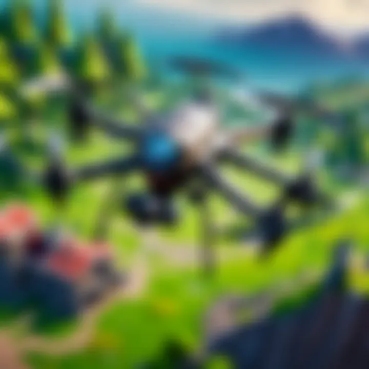 Strategic map highlighting drone deployment locations in Fortnite