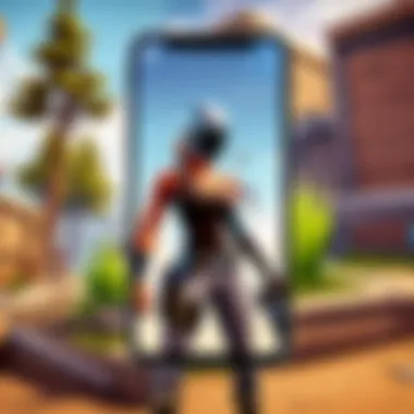 Creative design showcasing gameplay on Fortnite Mobile