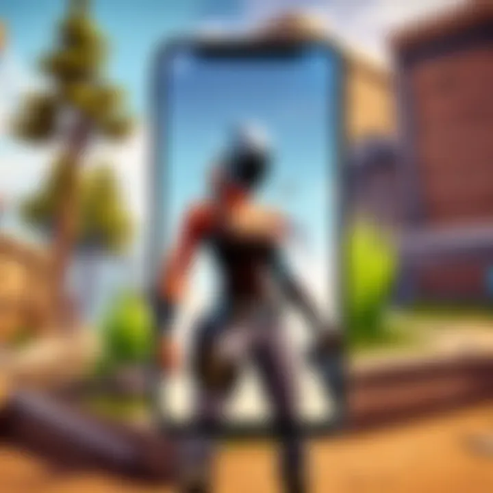 Creative design showcasing gameplay on Fortnite Mobile