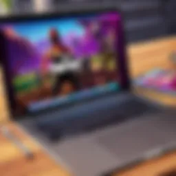 Fortnite logo on a MacBook screen
