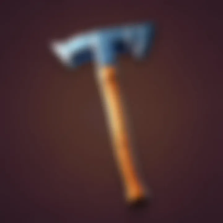 A detailed view of a Fortnite pickaxe in action during gameplay