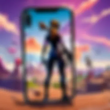 Fortnite Gameplay on iPhone Fortnite gameplay on iPhone showcasing vibrant graphics