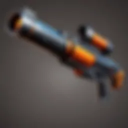 Detailed view of the Fortnite Rocket Launcher Nerf Gun showcasing its vibrant colors and design elements