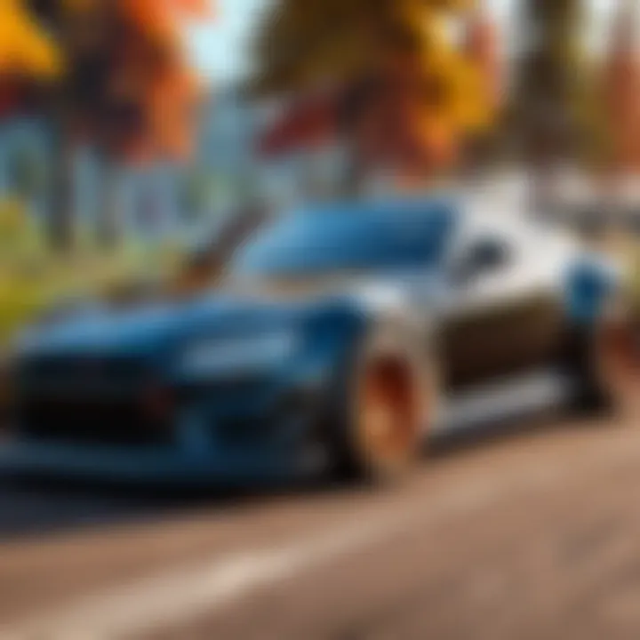 Player customizing their car with high-tech tools