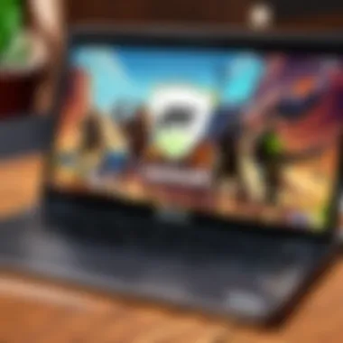 GeForce Now Logo Displayed on Chromebook Screen GeForce Now logo on Chromebook screen