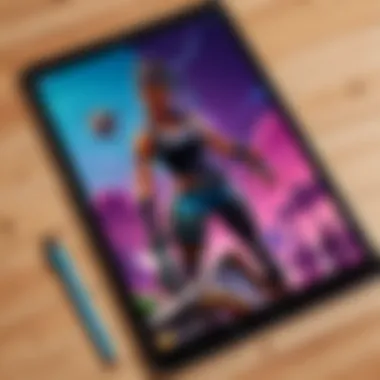 Tablet with Fortnite installation progress