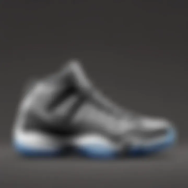 Side Profile of Jordan XI Cool Grey Sneakers