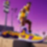 Abstract LA Lakers Sneakers on Urban Background