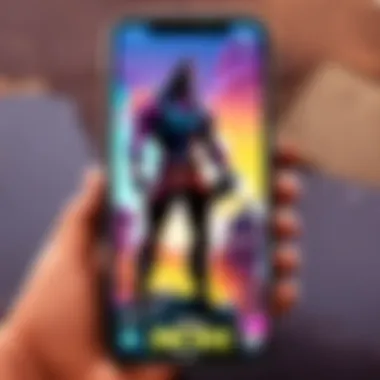 Mobile phone with Fortnite game icon