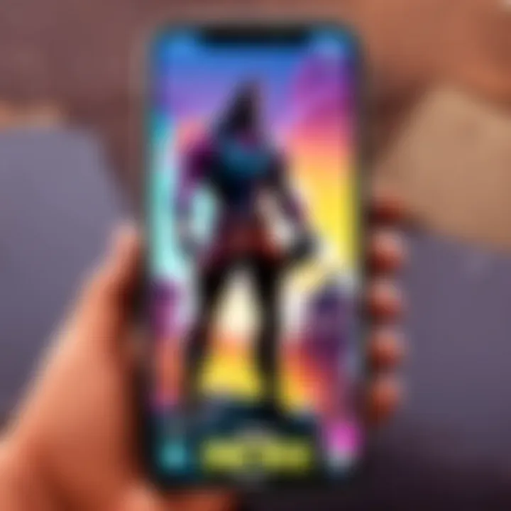 Mobile phone with Fortnite game icon