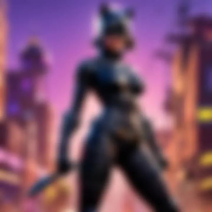 Shadowy figure of Cat Woman Pixaxe prowling through an urban alley