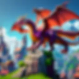 Mystical Dragon City landscape with ancient ruins
