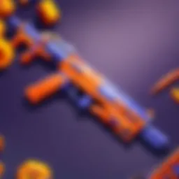 Vibrant display of Nerf Fortnite blasters and accessories