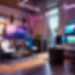 Illustration depicting a futuristic gaming setup
