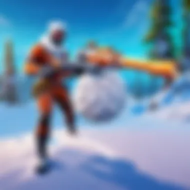 Gameplay scene featuring the Snowball Launcher in action