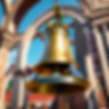 Close-up of a church bell, showcasing its surface and inscriptions