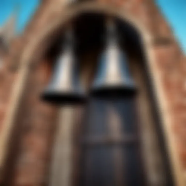 A historic church with its bells prominently displayed