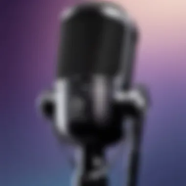 Condenser microphone with headphones on a desk