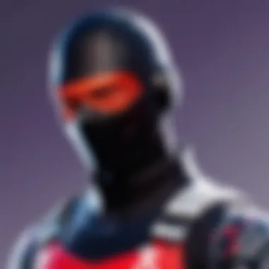 Close-up of a character skin showcasing Ikonik artistic design