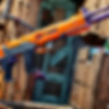 An engaging scene of players enjoying Nerf battles in a Fortnite-themed setting